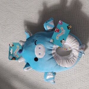 NWT Squishmallows Tatiana the Dragon Blue Unisex Slippers size 11-12 Warm Comfy